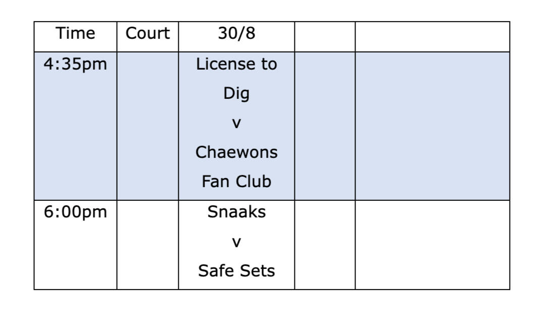 Division 2 - Sunday Volleyball MLC - Week 1